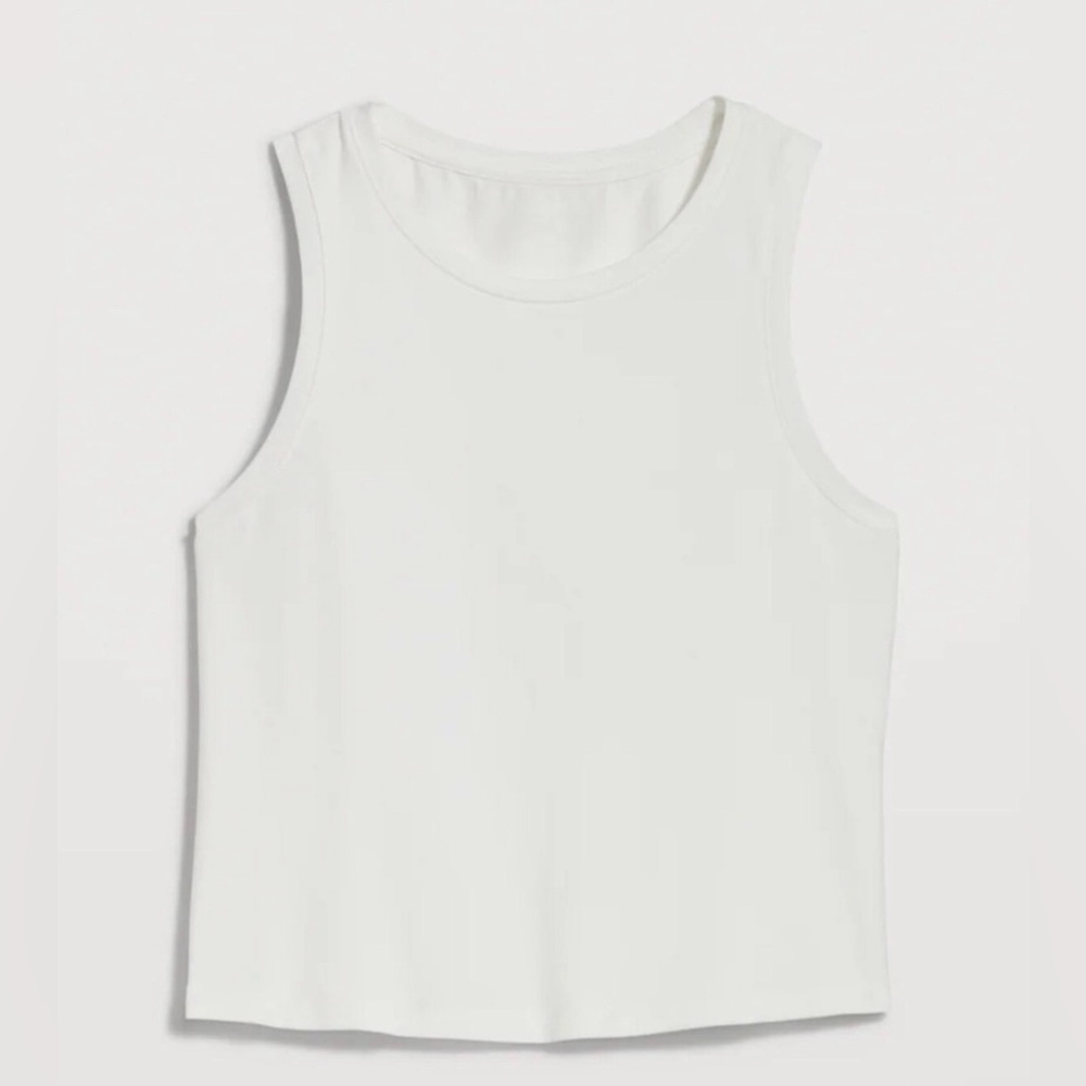 Old Navy Women’s Bestee Slim Fit White Crew Neck Tank Top - White Lillies
